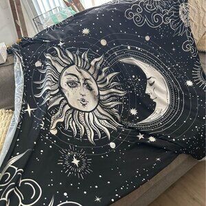 Black and White Moon and Sun Tapestry